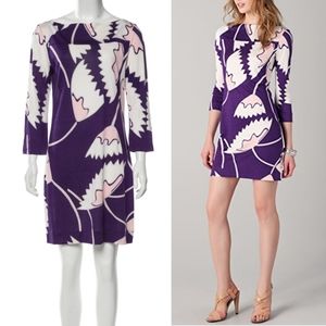 Diane Von Furstenberg Vibrant Purple and Pink Long Sleeve Dress